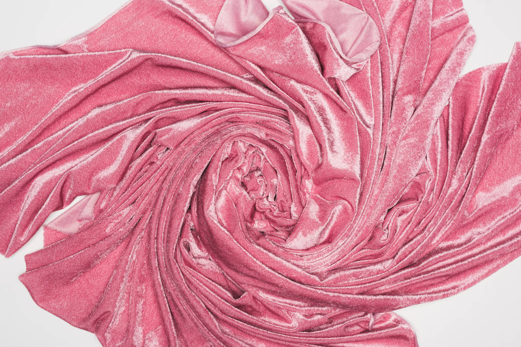 Top näkymä vaaleanpunainen velour tekstiili eristetty valkoinen
 - Valokuva, kuva