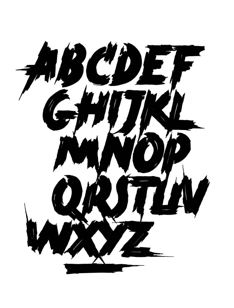 Kalligrafie hand belettering borstel lettertype. Vectoralfabet - Vector, afbeelding