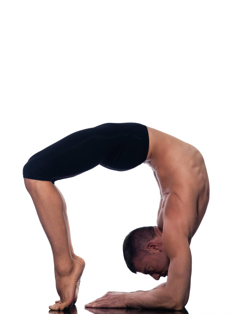 Mężczyzna portret gimnastyka stretch krzywa akrobacje - Zdjęcie, obraz