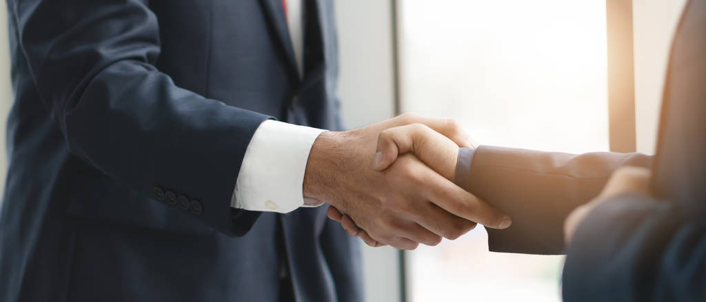 business background of businessman having handshaking after fini - Photo, Image