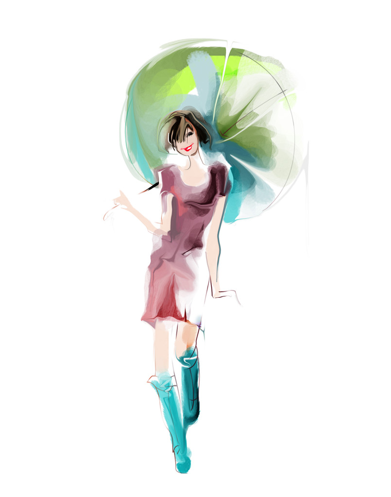 κομψή γυναίκα με ομπρέλα - Φωτογραφία, εικόνα