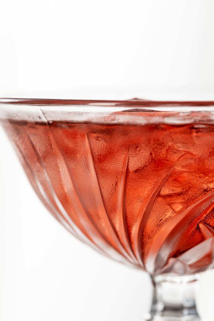 close up of red cocktail with ice cubes isolated on white  - Photo, Image