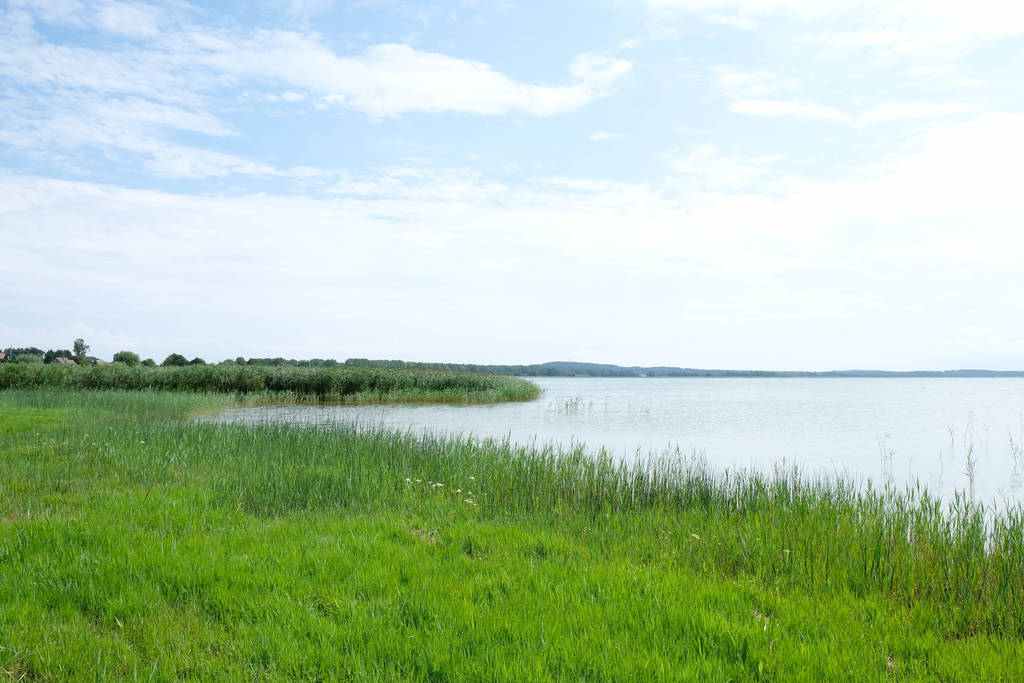 το backwater επίσης γνωστό ως πρυμναίο νερό στο παραθαλάσσιο θέρετρο Zempin στο νησί Usedom στη Βαλτική Θάλασσα - Φωτογραφία, εικόνα