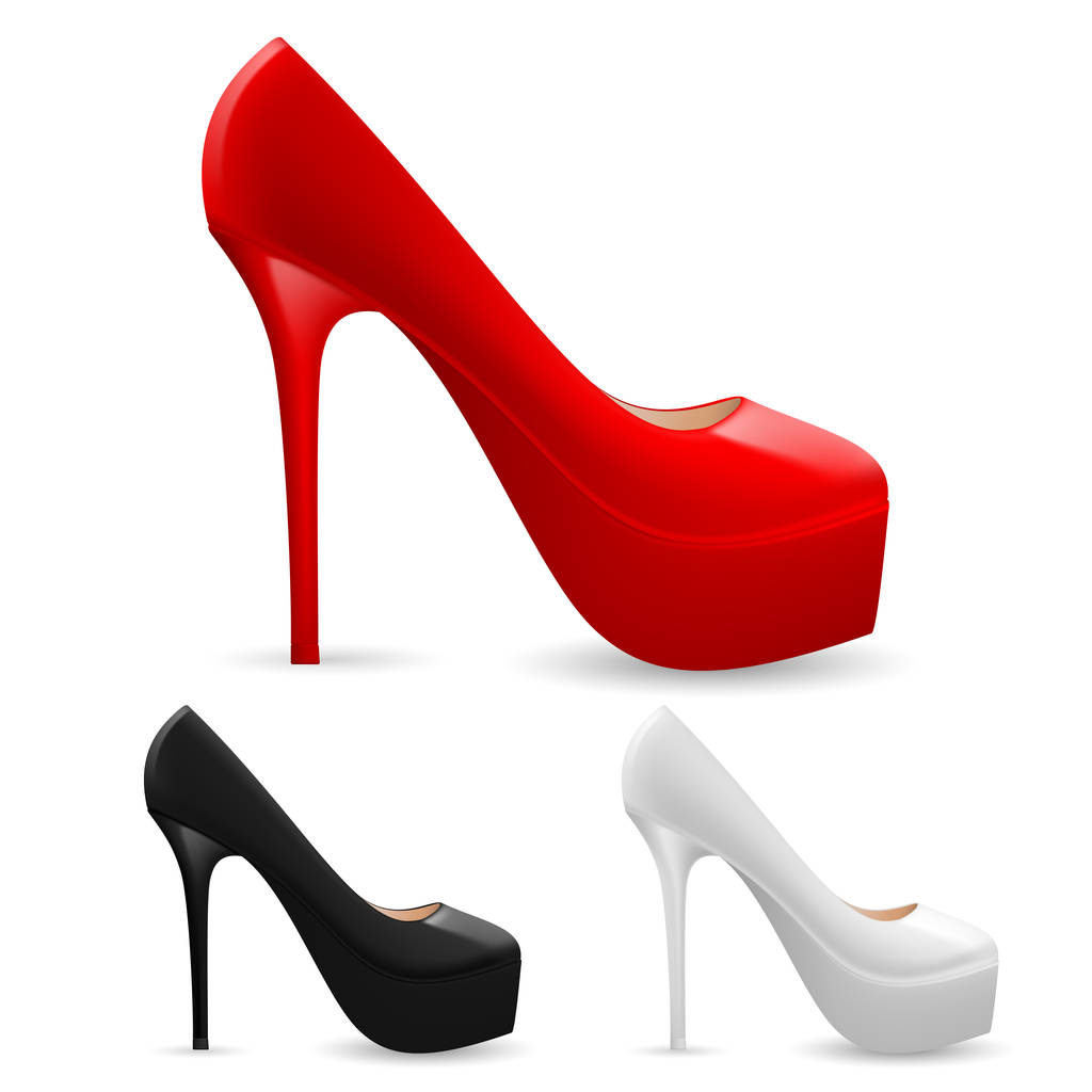 Ensemble de chaussures de dames à talon haut à la mode en trois couleurs - Photo, image