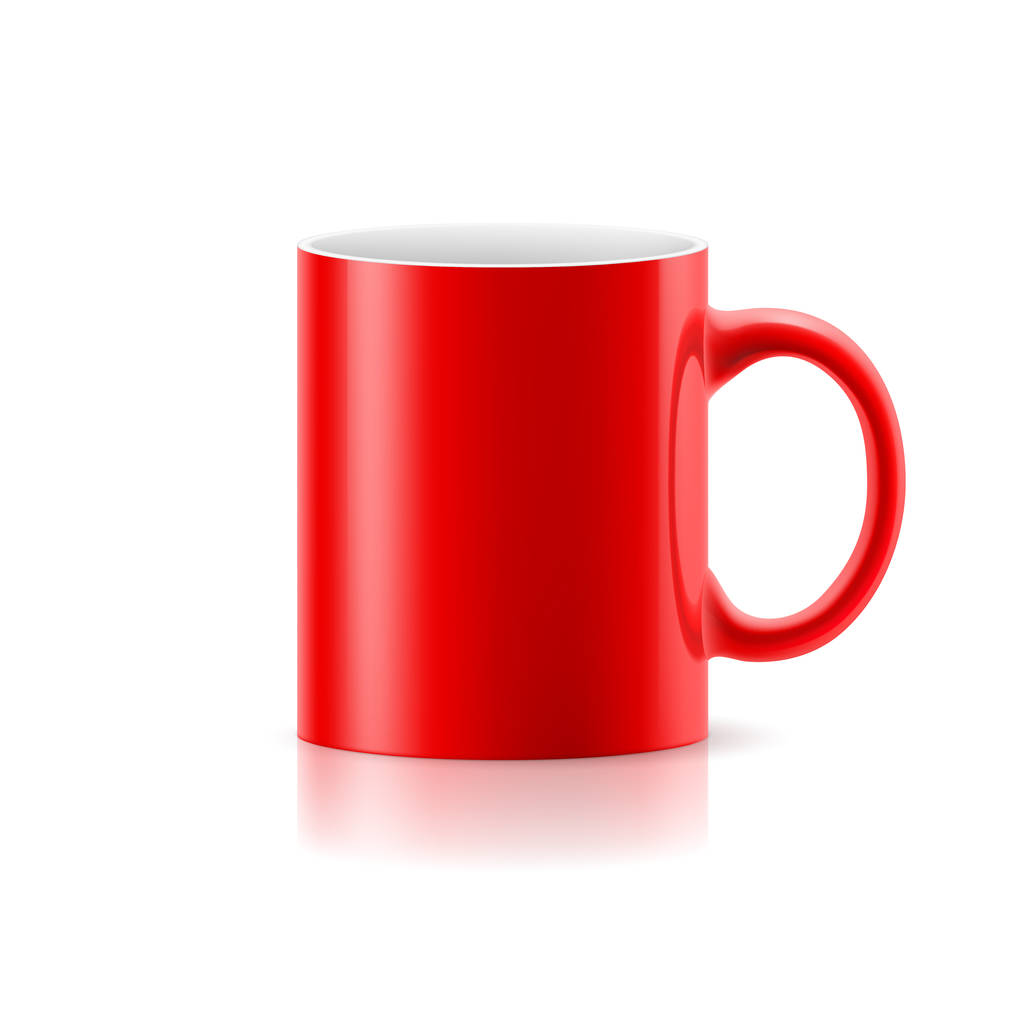 Red mug made of ceramics on white background. - Photo, Image