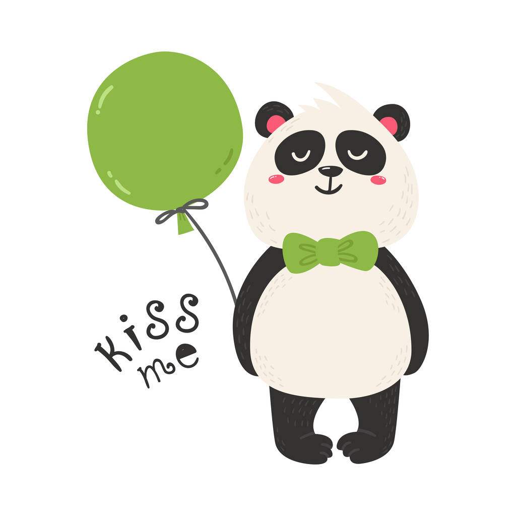 Mignon poster avec ours panda
 - Vecteur, image