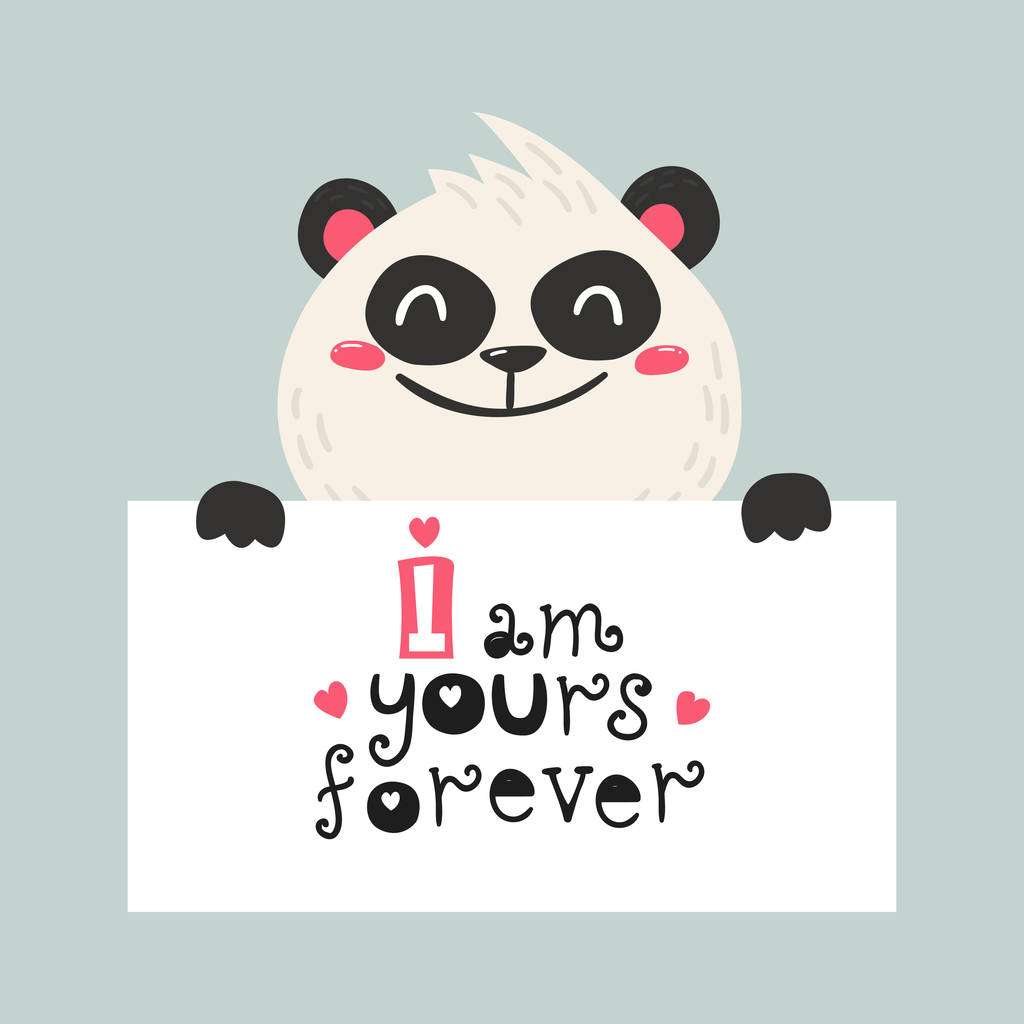 Leuke poster met panda beer - Vector, afbeelding