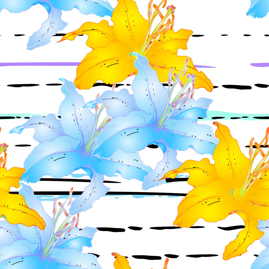 Тенденції Квітковий безшовний візерунок. Стиль лінії смуг
 - Вектор, зображення