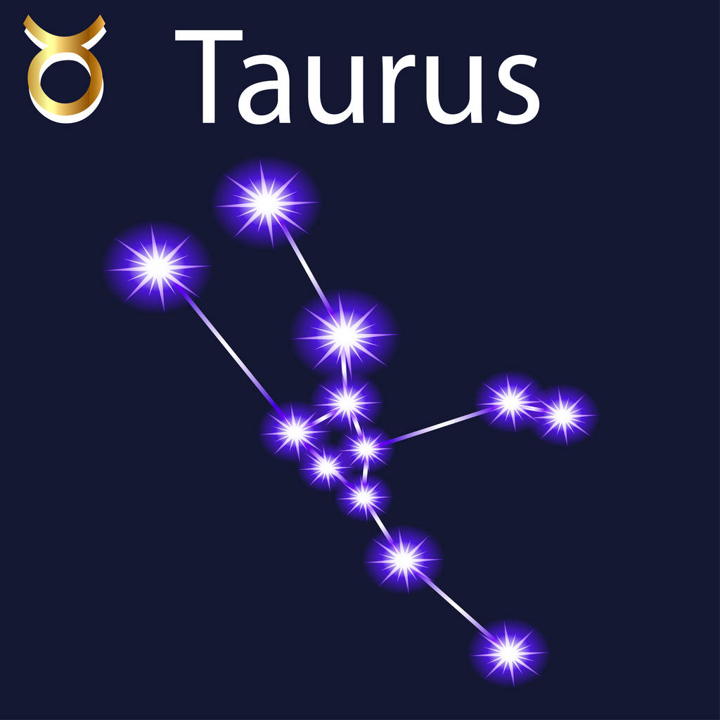 Ілюстрація сузір'я Тельця з зірками в нічному небі
 - Вектор, зображення
