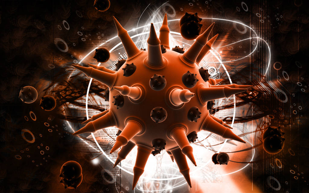 Цифровая иллюстрация вируса гриппа в цветном фоне
 - Фото, изображение