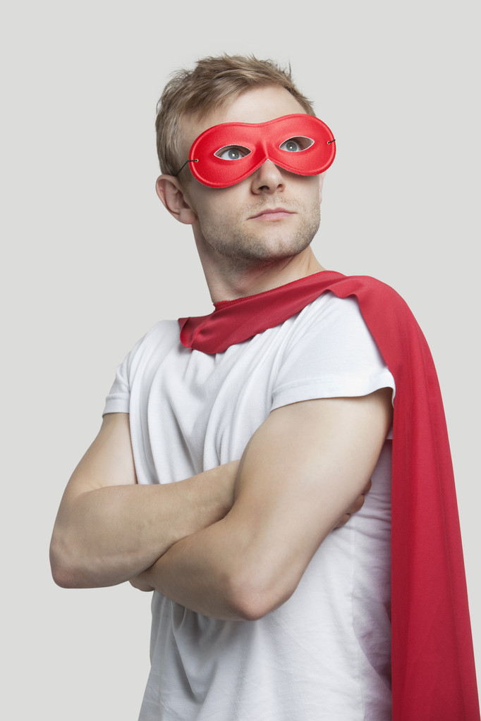 man in rode superheld kostuum - Foto, afbeelding