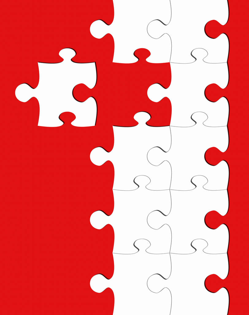 puzzle czerwony biały - koncepcja biznesu - Zdjęcie, obraz