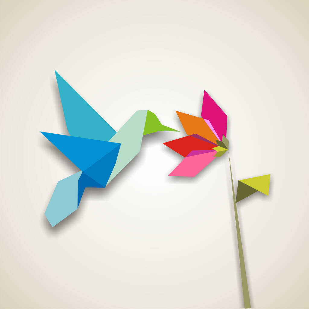 Origami παστέλ χρώματα κολιμπρί. Διαθέσιμος διανυσματικός φάκελος. - Φωτογραφία, εικόνα