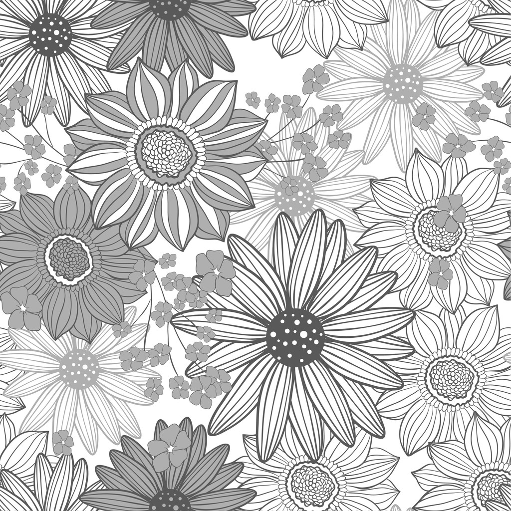 Monochromes Blumenmuster - Vektor, Bild