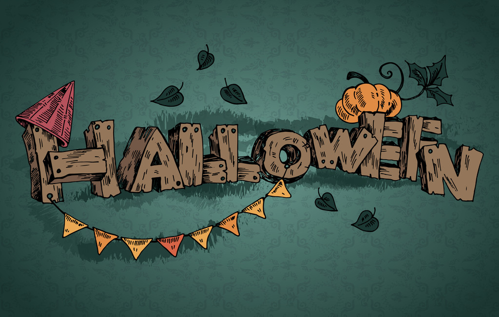 Inscription vectorielle halloween isolée sur vert foncé
 - Vecteur, image