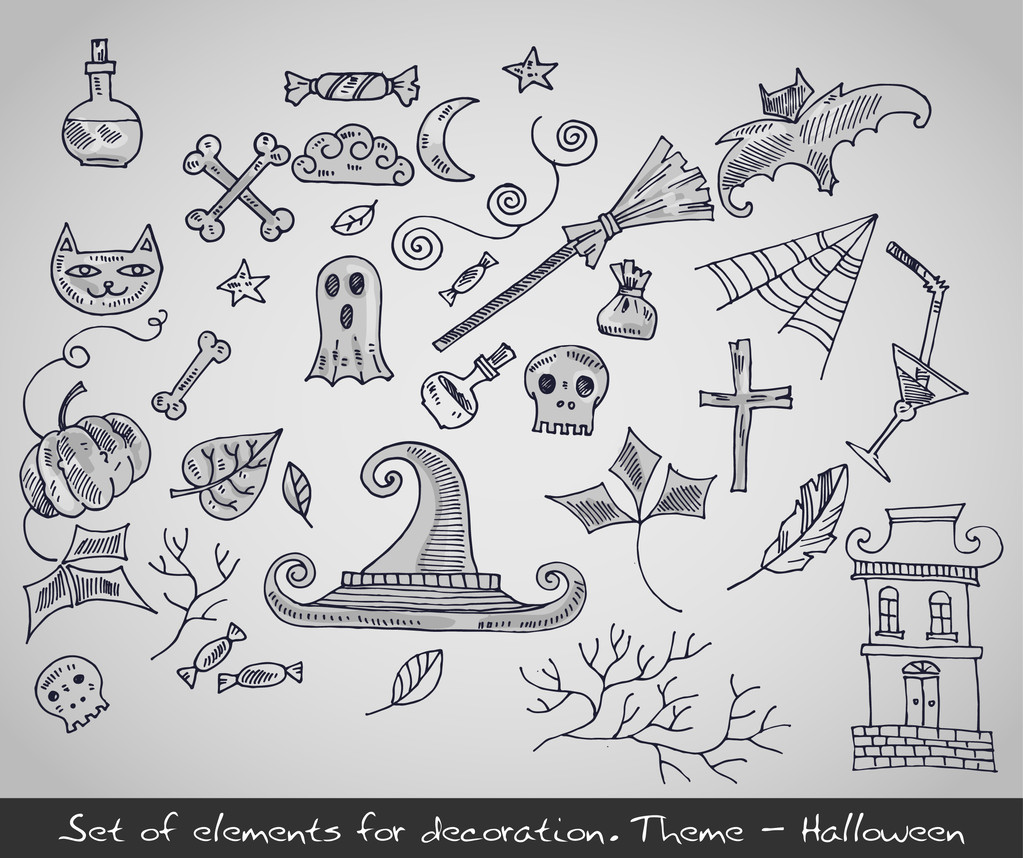 Vari elementi decorativi per Halloween. Illustrazione vettoriale
 - Vettoriali, immagini