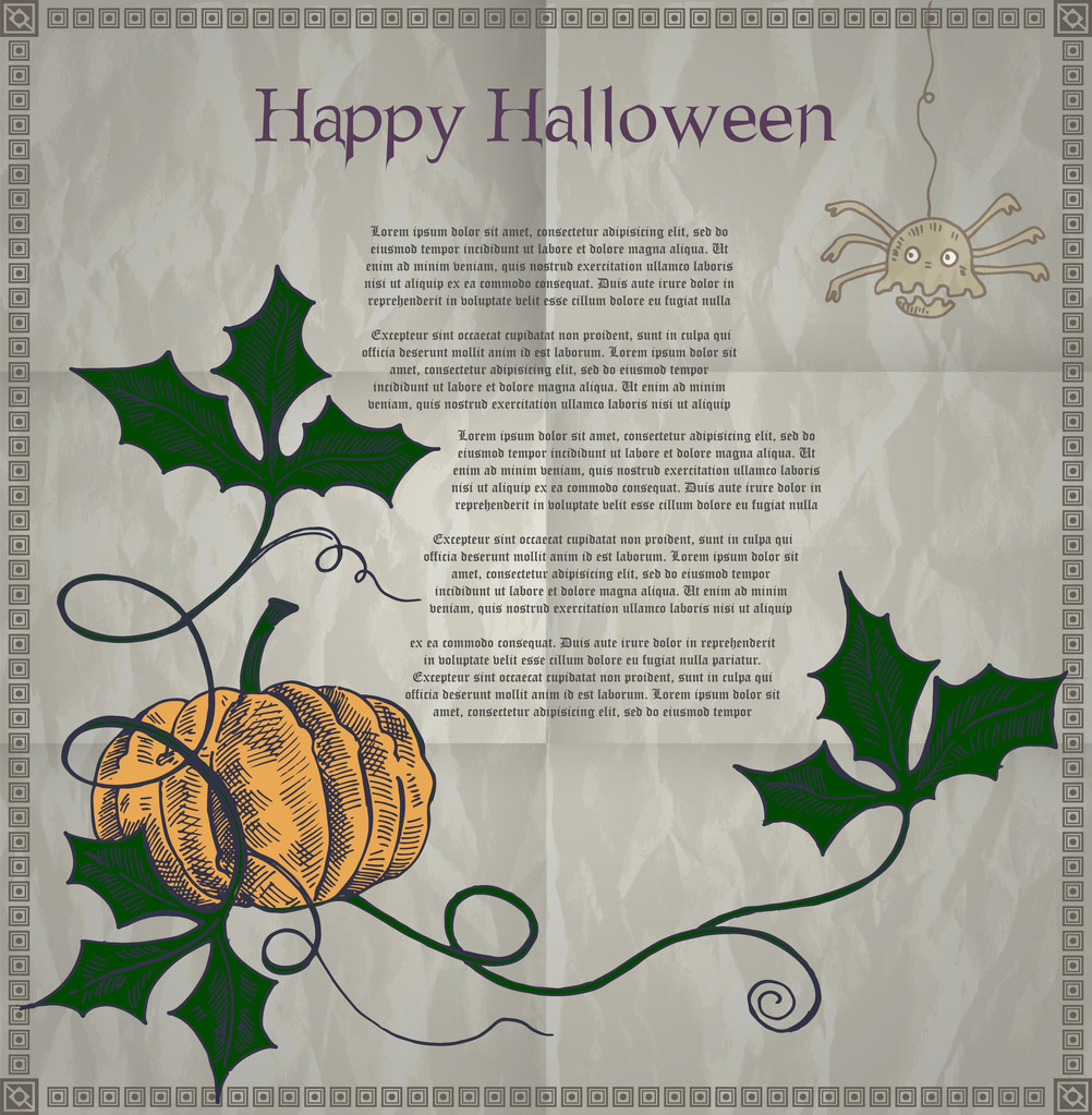 Halloween card with pumpkin. Vector illustration - Vector, Image