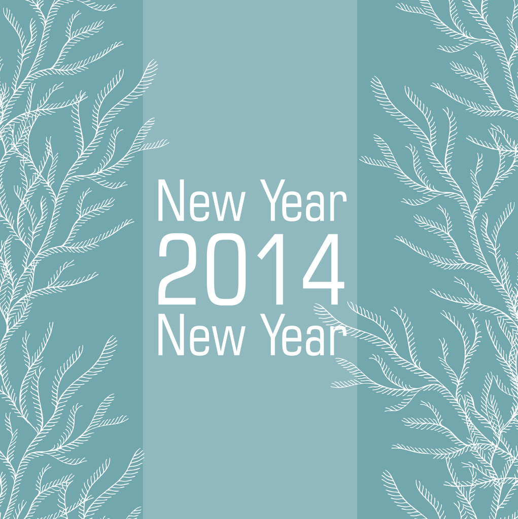 νέο έτος 2014 διανυσματικά κάρτα του μπλε και άσπρο χρώματα - Διάνυσμα, εικόνα