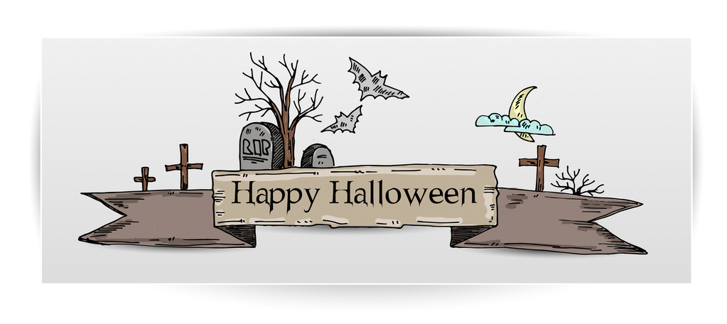 Halloween-Illustration mit Gräbern. Vektor - Vektor, Bild