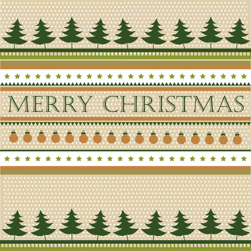 Retro christmas background with fir trees. vector - Vector, Image