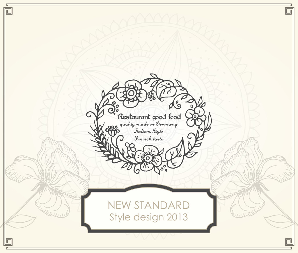 Banner de menu estilo retro com moldura floral. ilustração vetorial
 - Vetor, Imagem