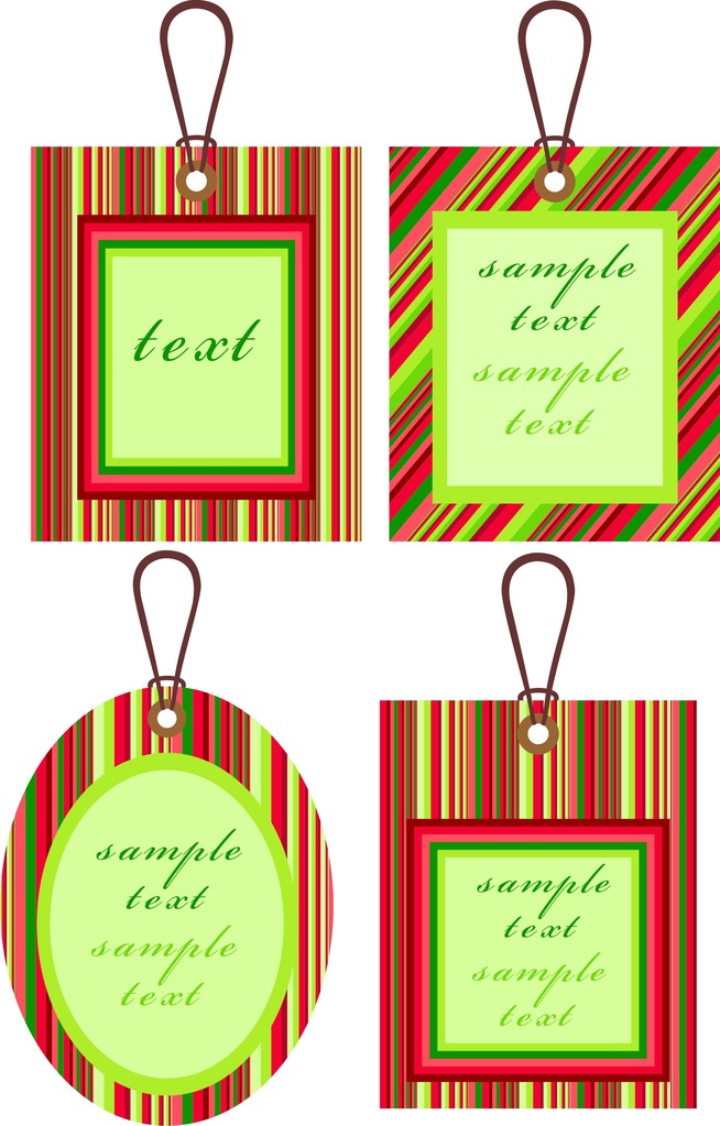 Cardboard sales tags bright, striped - Vector, Image