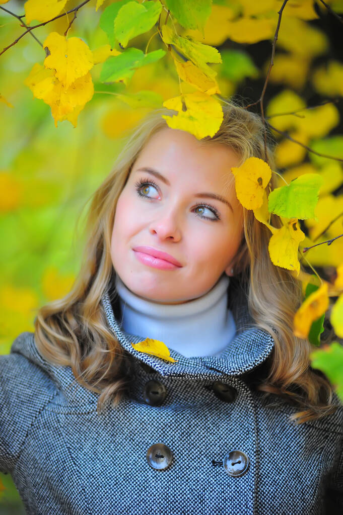 girl with autumn leaves - Photo, Image