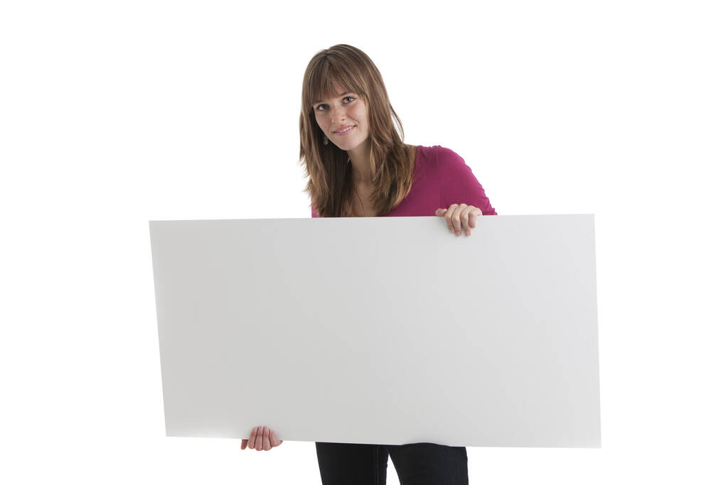 mulher e um sinal em branco
 - Foto, Imagem