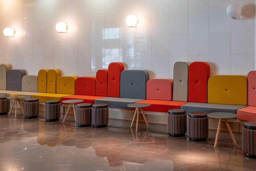 Waiting hall with colorful seats and chairs - Photo, Image