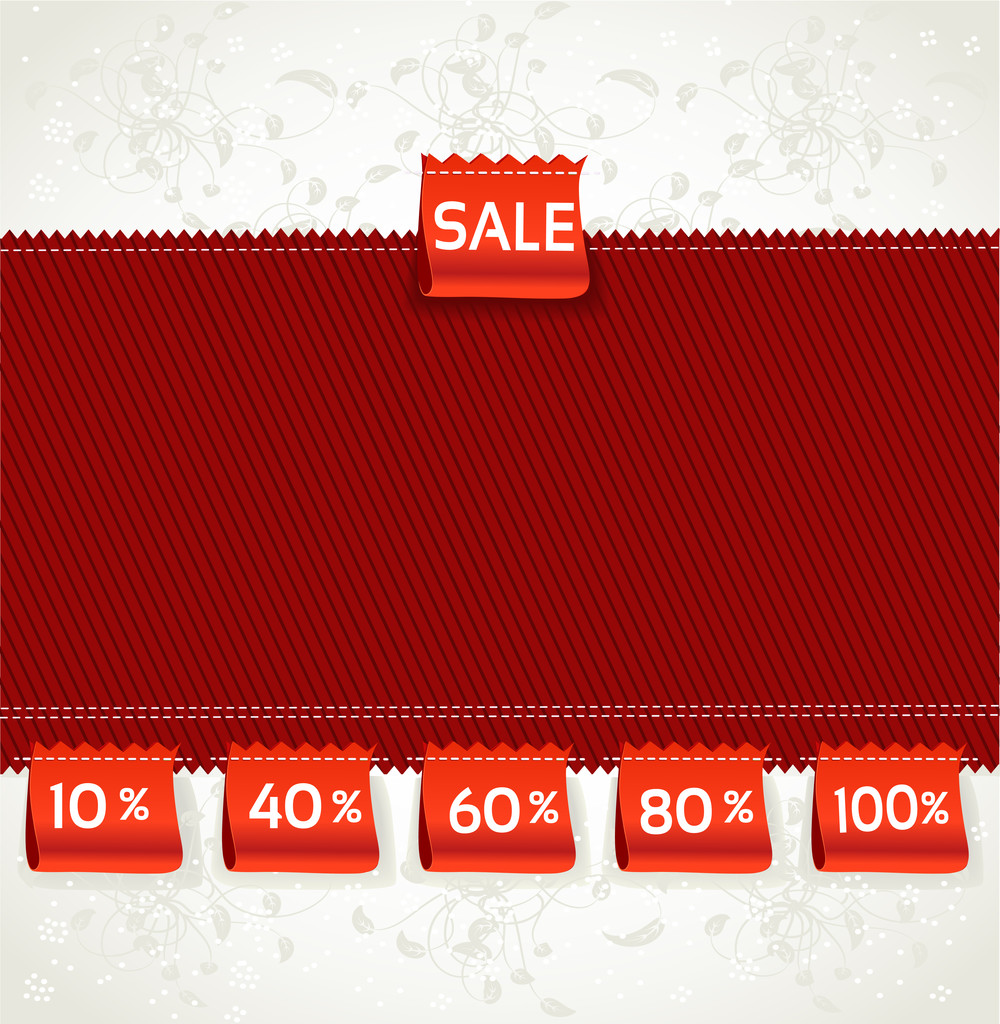 Красная среда прибытия этикетка продажи процентов на ткань
 - Вектор,изображение