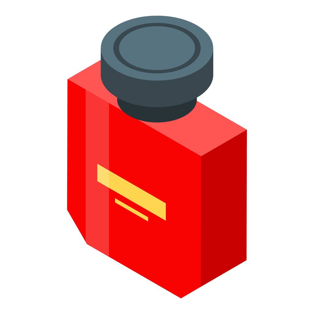 Red fragrance bottle icon, isometric style - Vektör, Görsel