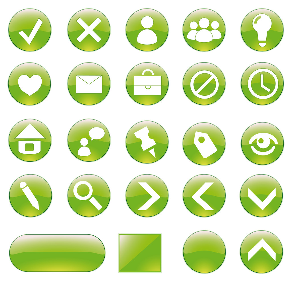 Green buttons set. - Vector, Image