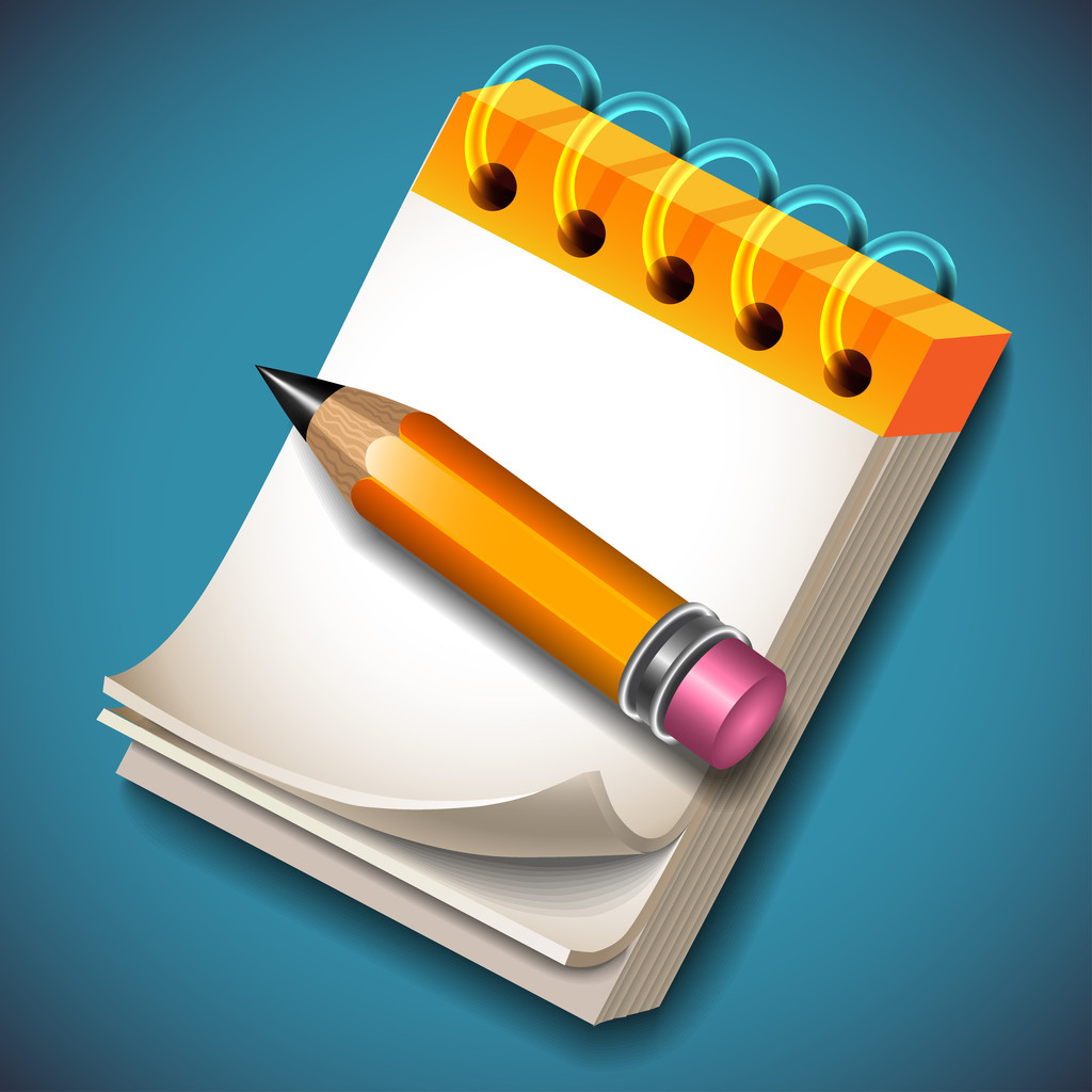Notepad and pencil - Vector, Image