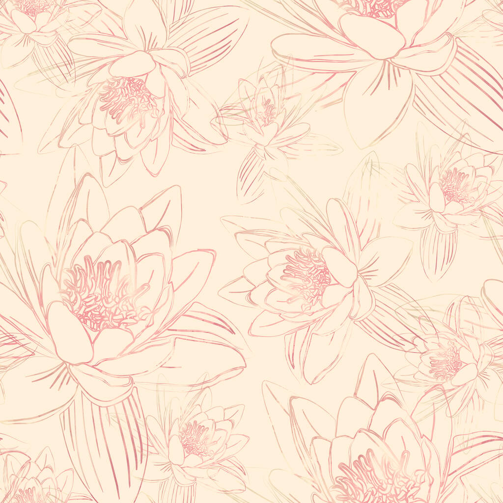 naadloos patroon met bloemen van lotus. - Foto, afbeelding
