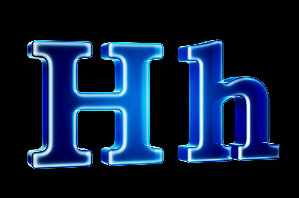 Letters H with hologram effect, 3D rendering - Photo, Image