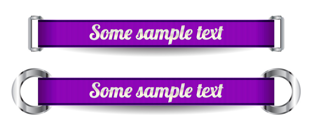 Two purple vector ribbons with metal buckles and rings - Vector, Image