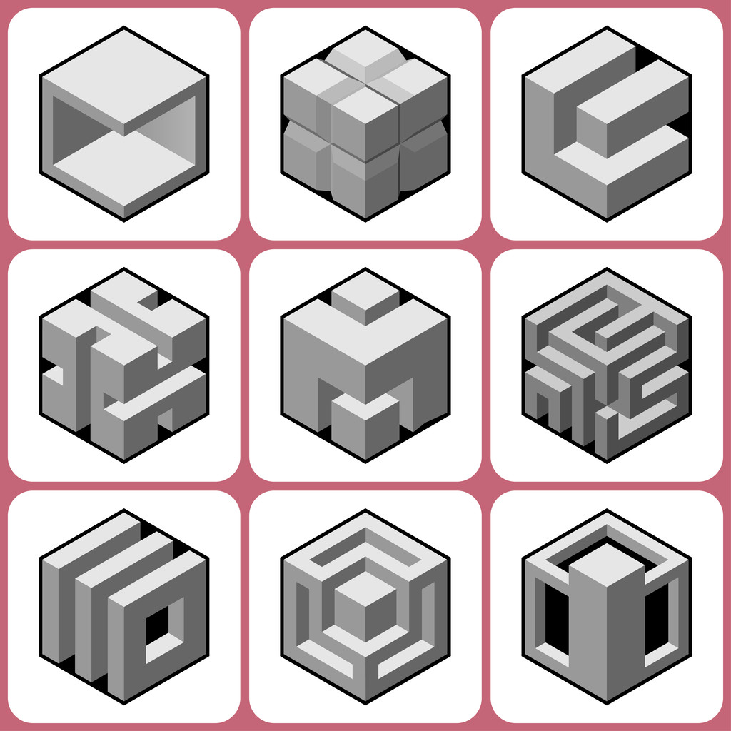 набор иконок куба
 - Вектор,изображение