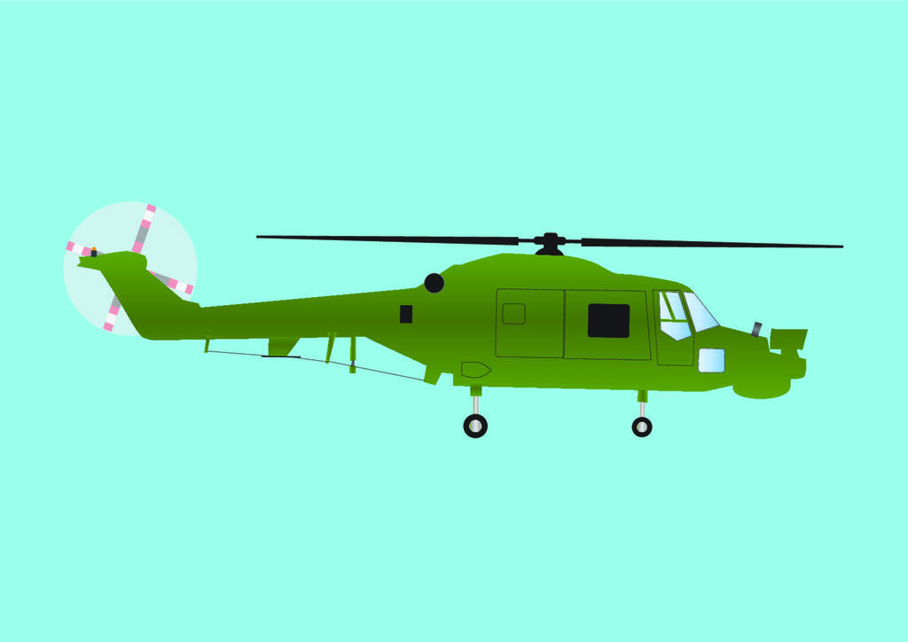 Військовий ударний вертоліт у оливковому зеленому камуфляжі під час польоту - Вектор, зображення