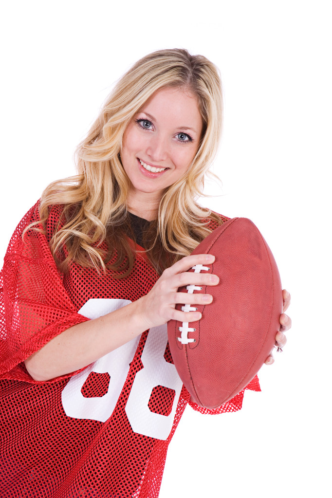 Football : ventilateur de sport de femme avec le football
 - Photo, image