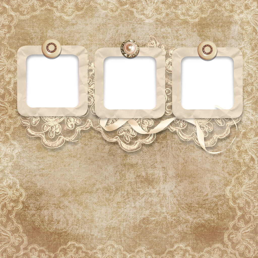 Old frame on victorian background with lace - Photo, Image