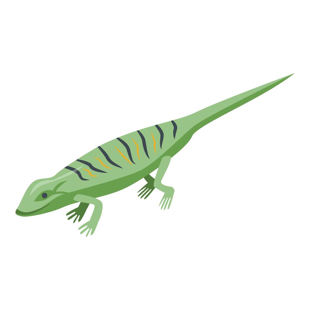Icono clásico de lagarto verde, estilo isométrico
 - Vector, imagen