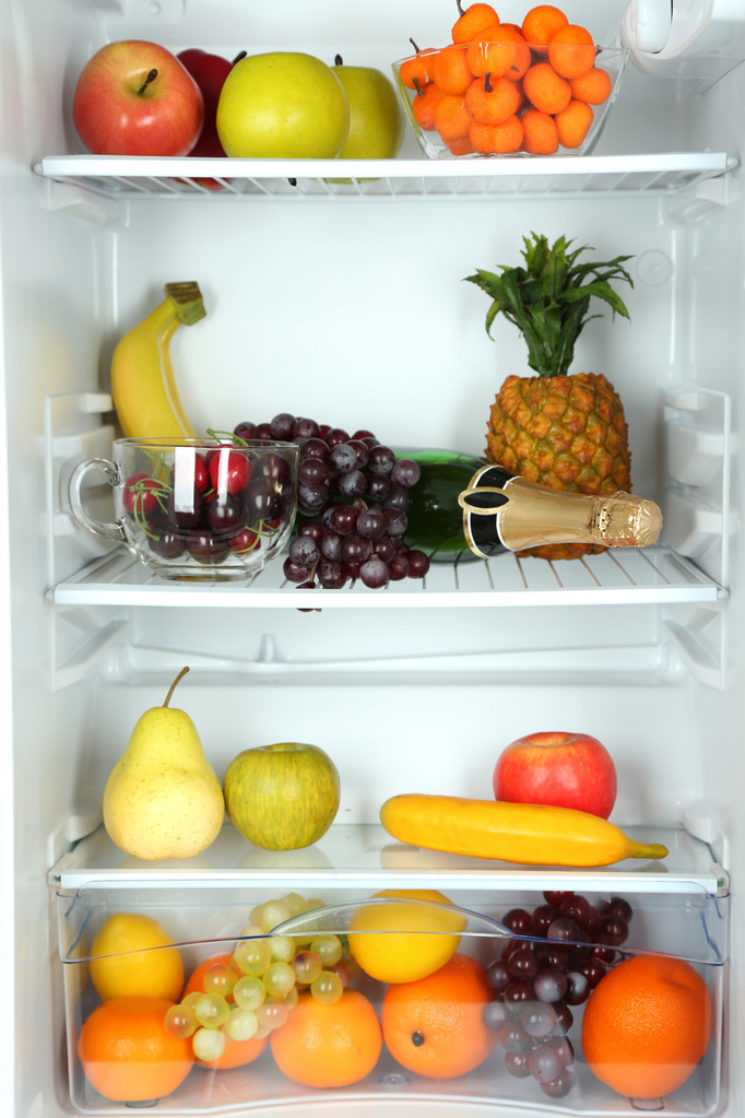 Refrigerador lleno de comida
 - Foto, imagen