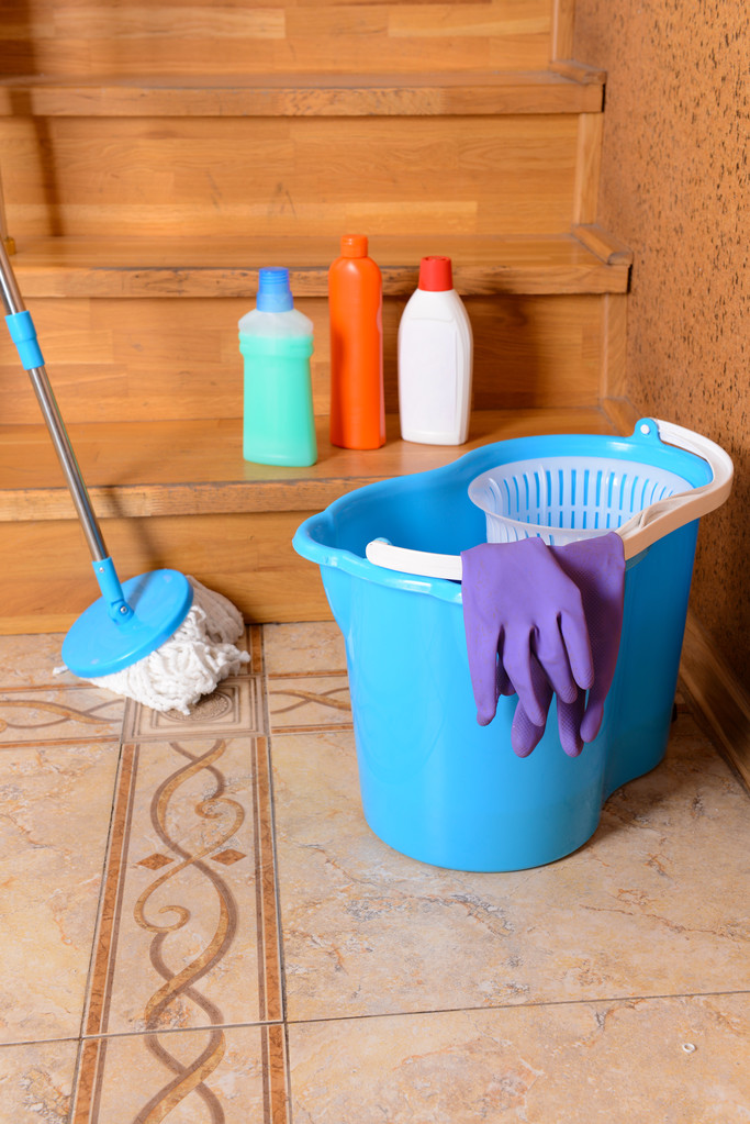 Limpieza de casas con fregona
 - Foto, imagen