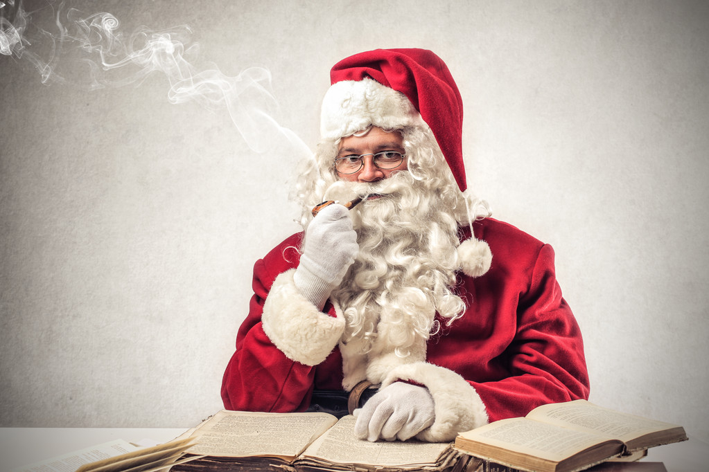 Papai Noel pensando muito
 - Foto, Imagem