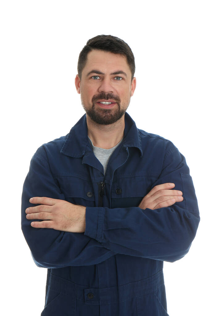 Retrato de mecánico profesional sobre fondo blanco - Foto, Imagen