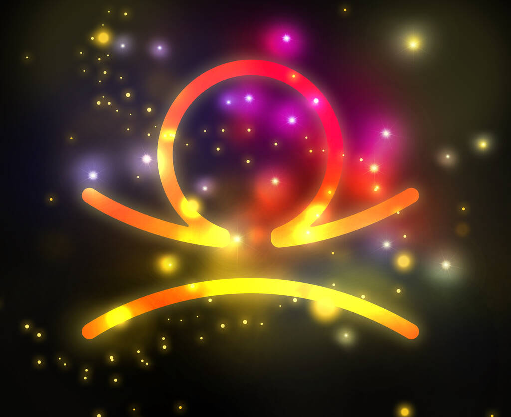 Αστρολογικό ζώδιο Ζυγός και νυχτερινός ουρανός με αστέρια. Εικονογράφηση  - Φωτογραφία, εικόνα