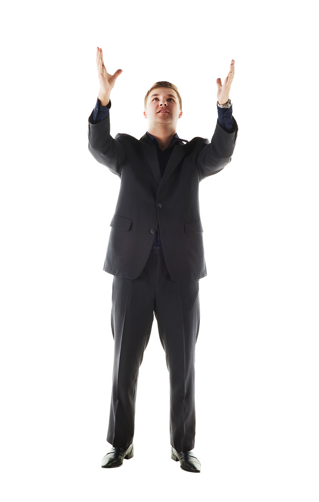 Businessman with hands up - Photo, Image