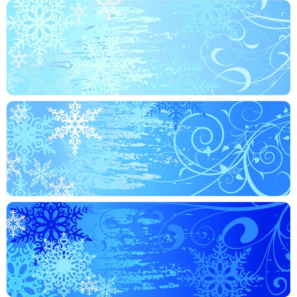 Kar Taneleri ve Huysuz Noel Arkaplanlı Kışlık İnternet Sitesi Afişleri - Görüntü, Vektör - Vektör, Görsel