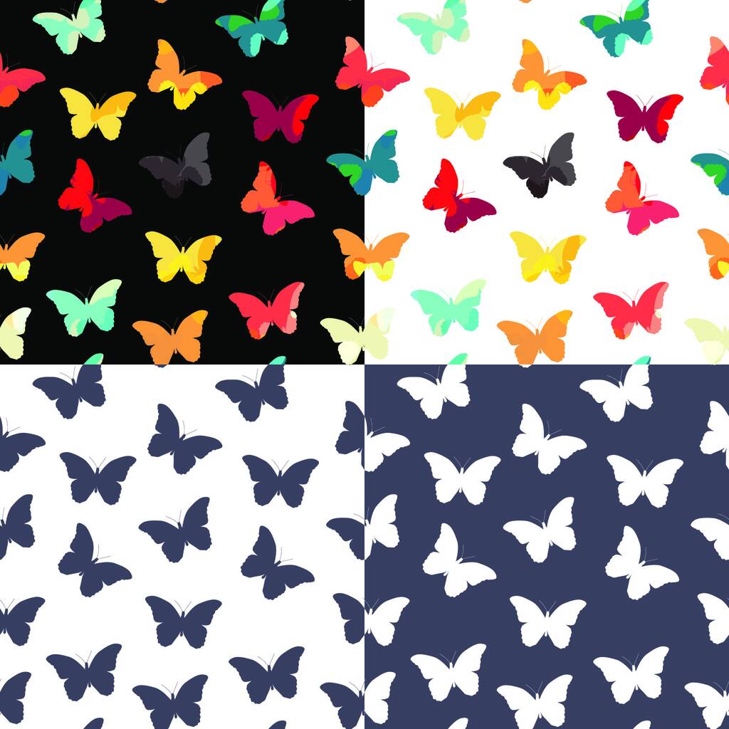 Butterfly Seamless Simple Partern Background Set Vector Ilustración EPS10. - Vector, imagen