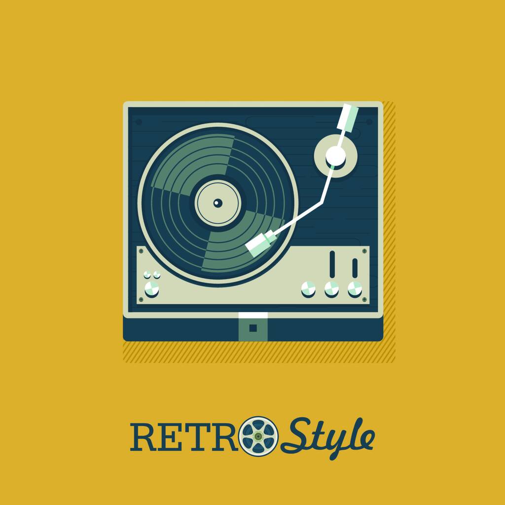 Player for vinyl records. Logo, emblem. Vector illustration. - Vector, Image